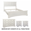 Farmhouse Basics Bed Queen 4pc. Bedroom Set in Rustic White Engineered Wood
