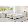 Farmhouse Basics Bed King 4pc. Bedroom Set in Rustic White Engineered Wood