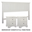 Farmhouse Basics Bed King 3pc. Bedroom Set in Rustic White Engineered Wood