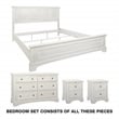 Farmhouse Basics Bed King 4pc. Bedroom Set in Rustic White Engineered Wood