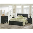 Farmhouse Basics Queen Bed 4 Piece Set in Wood Rustic Black Finish