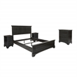 Farmhouse Basics Queen Bed 4 Piece Set in Wood Rustic Black Finish