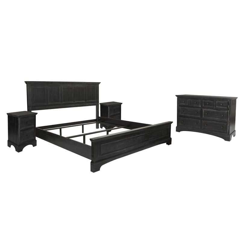 Farmhouse Basics 4 PC King Bedroom Set in Rustic Black