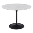 Flower Dining Table with White Faux Marble Top and Black Base