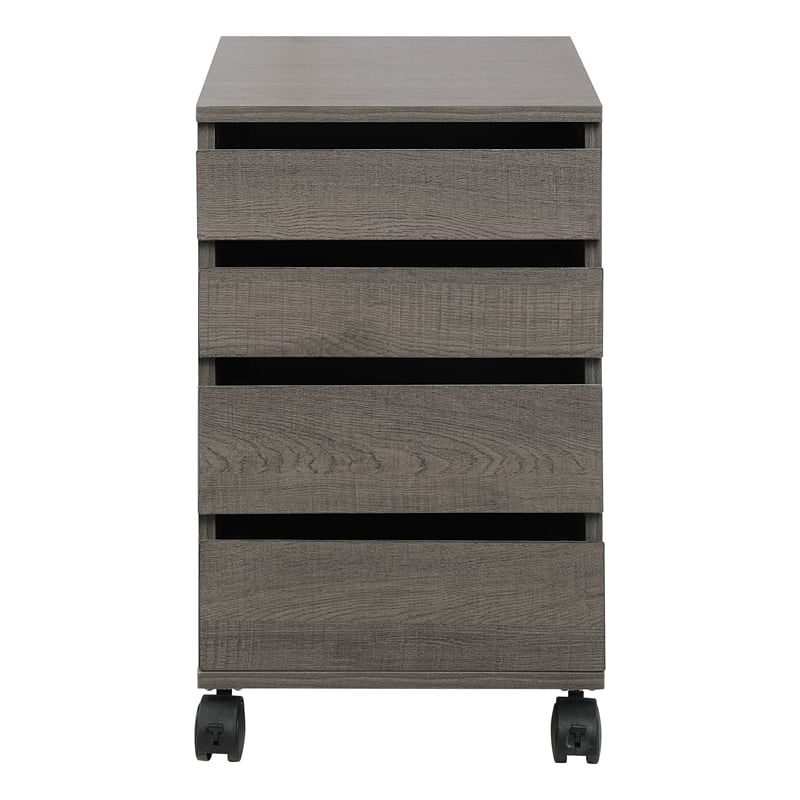 Holly 4-Drawer Mobile Storage Cart in Engineered Wood Farm Oak Finish
