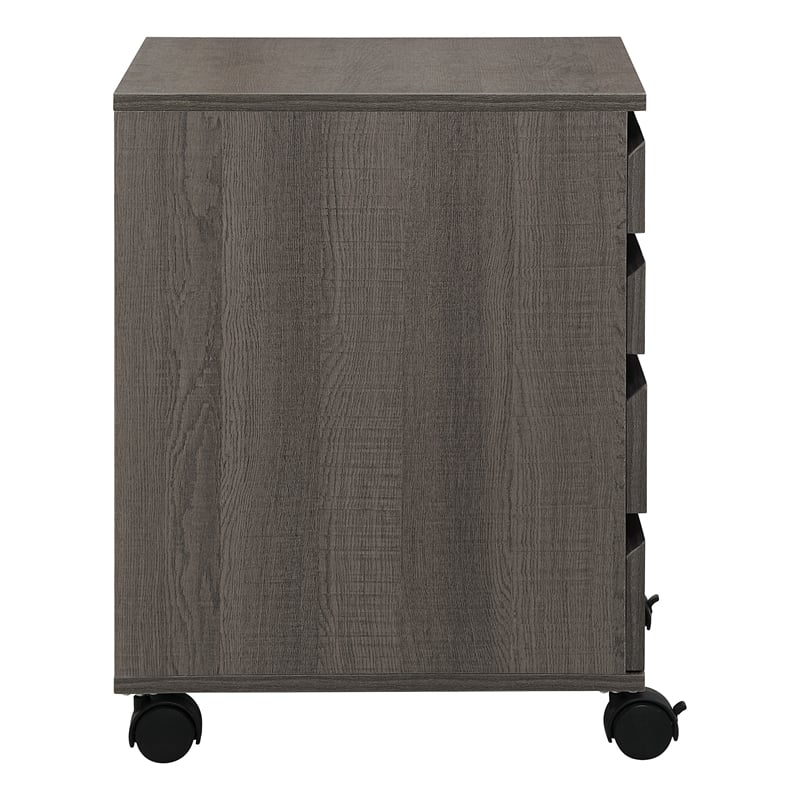 Holly 4-Drawer Mobile Storage Cart in Engineered Wood Farm Oak Finish