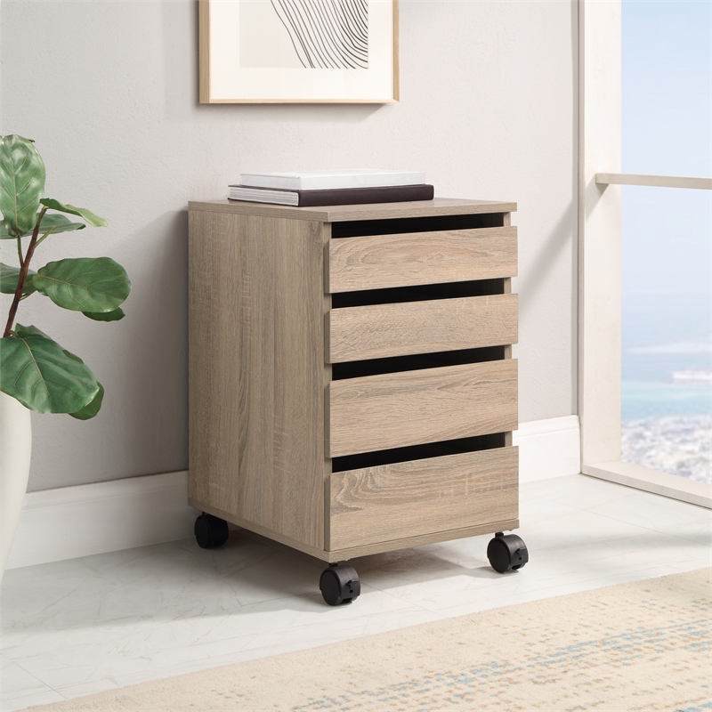 Holly 4-Drawer Mobile Storage Cart in Engineered Wood River Oak Finish