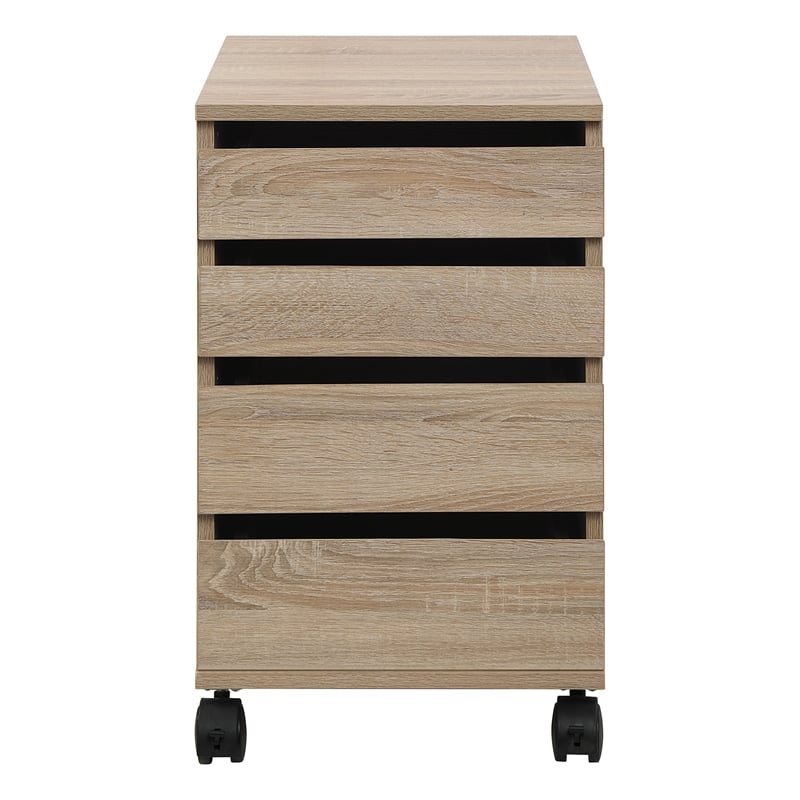 Holly 4-Drawer Mobile Storage Cart in Engineered Wood River Oak Finish