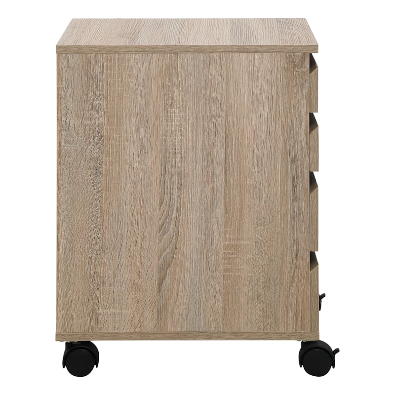 Holly 4-Drawer Mobile Storage Cart in Engineered Wood River Oak Finish