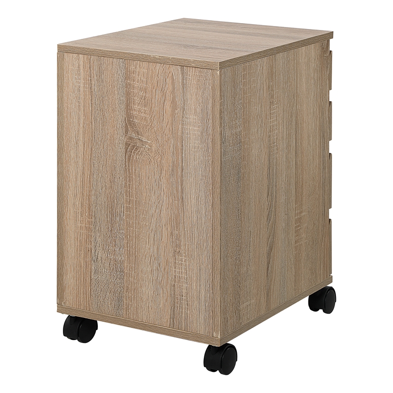 Holly 4-Drawer Mobile Storage Cart in Engineered Wood River Oak Finish