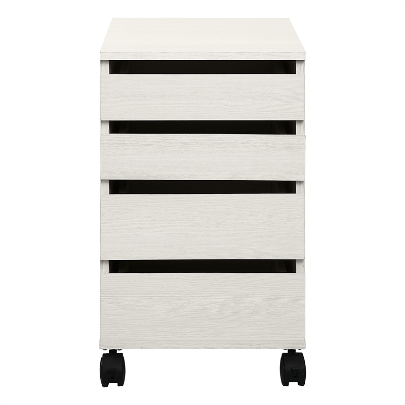 Holly 4-Drawer Mobile Storage Cart in Engineered Wood White Oak Finish