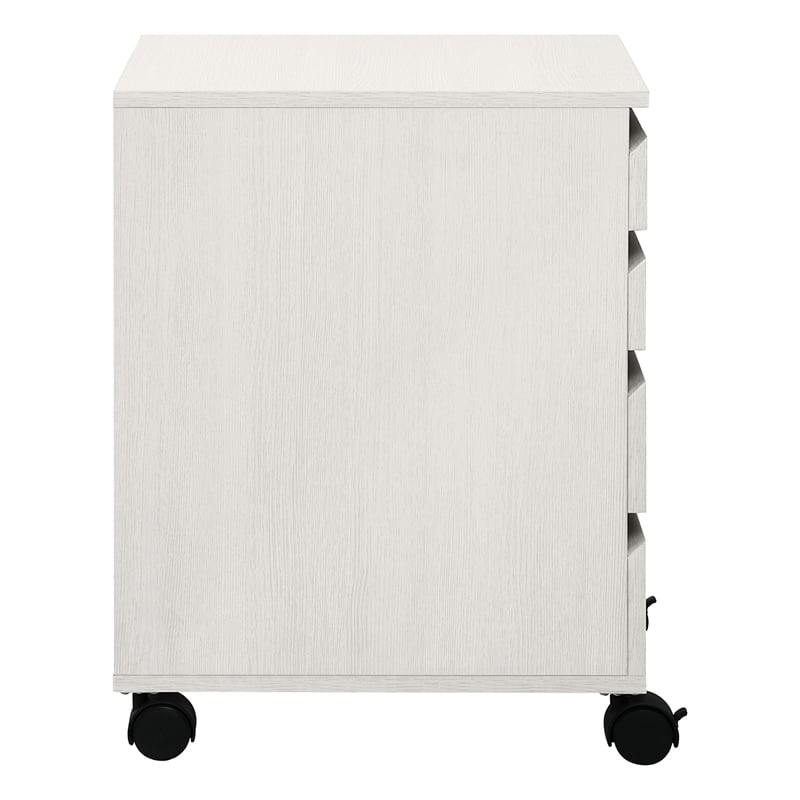 Holly 4-Drawer Mobile Storage Cart in Engineered Wood White Oak Finish