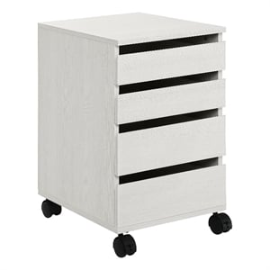 Holly 4-Drawer Mobile Storage Cart in Engineered Wood White Oak Finish