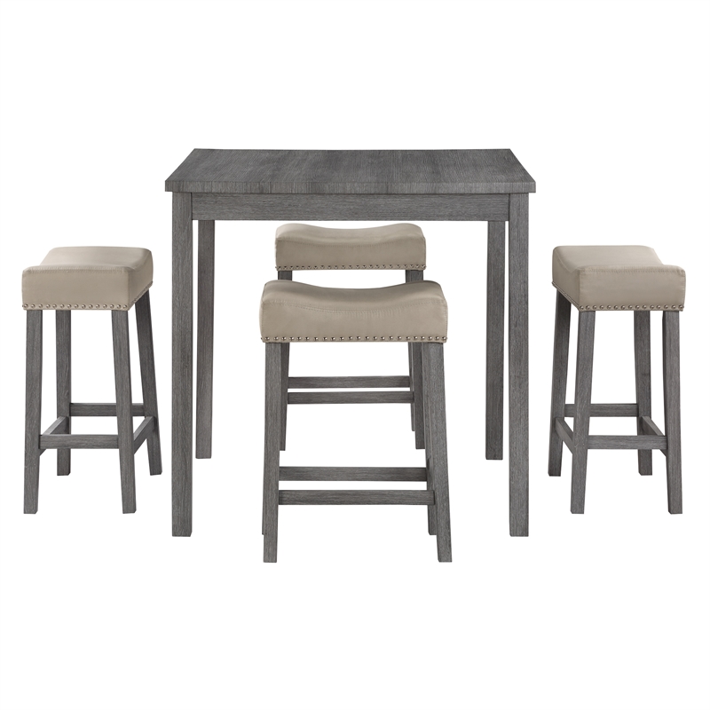 Celina 5-PC Counter Height Dining Set in Engineered Wood Antique Gray