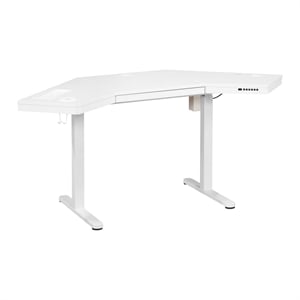 stealth sit-to-stand height adjustable corner desk in white engineered wood