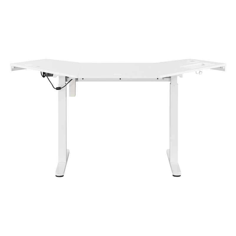 Stealth Sit-to-Stand Height Adjustable Corner Desk in White Engineered Wood