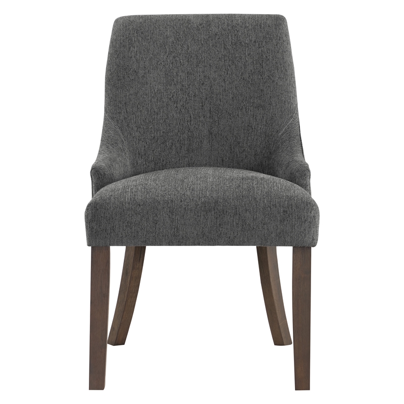 Leona Dining Chair In Charcoal Fabric with Grey Brushed Leg Finish - 2-Pack