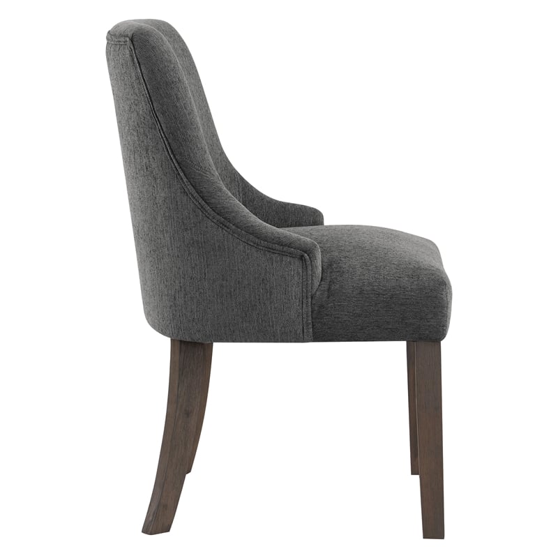 Leona Dining Chair In Charcoal Fabric with Grey Brushed Leg Finish - 2-Pack