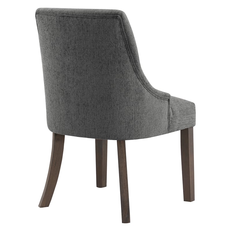 Leona Dining Chair In Charcoal Fabric with Grey Brushed Leg Finish - 2-Pack