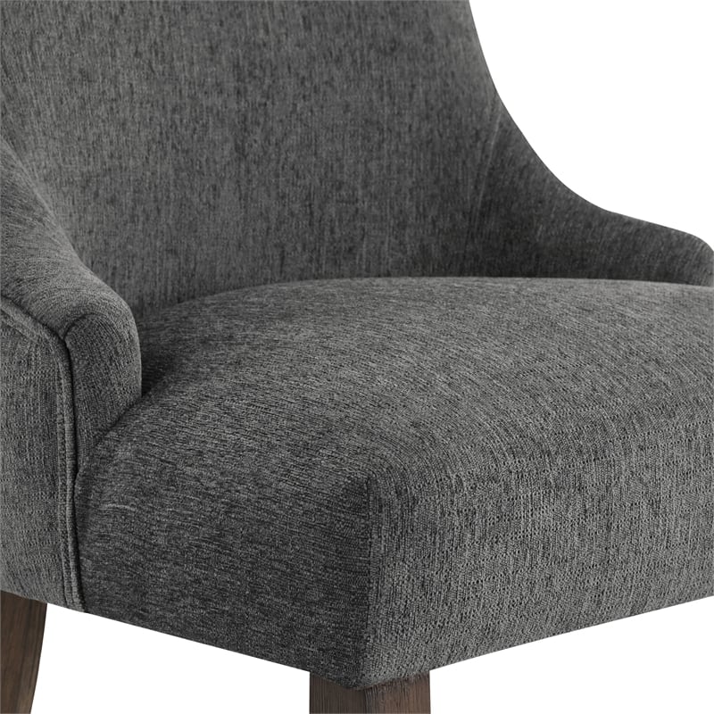 Leona Dining Chair In Charcoal Fabric with Grey Brushed Leg Finish - 2-Pack