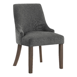 Leona Dining Chair In Charcoal Fabric with Grey Brushed Leg Finish - 2-Pack