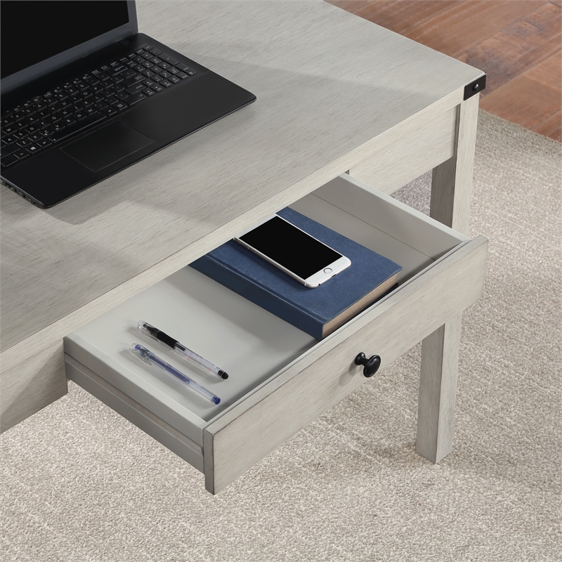 Victor Writing Desk with Drawer in Engineered Wood Champagne Oak Finish