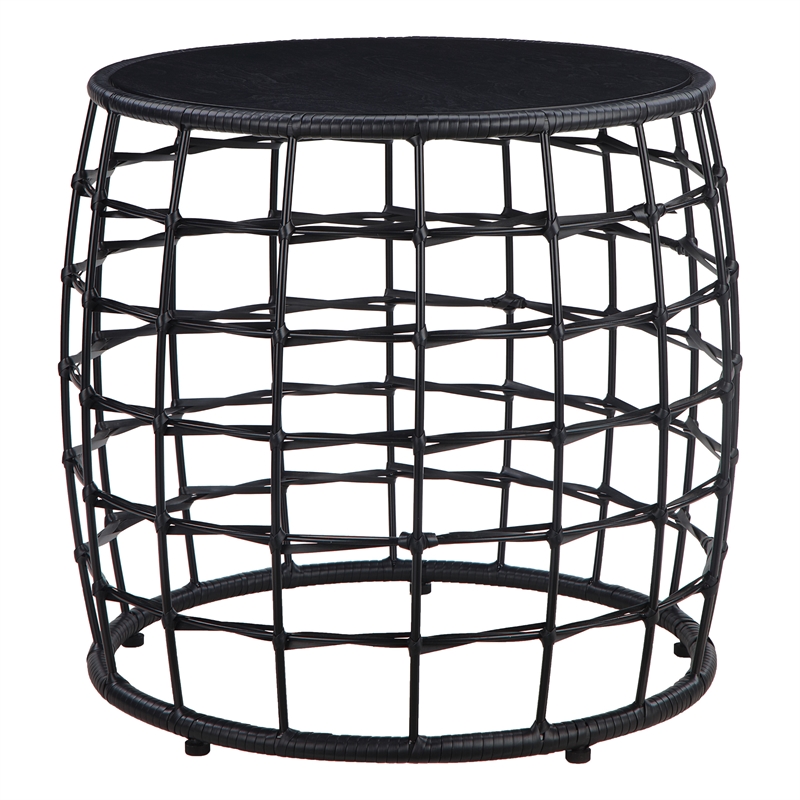 Cambria Drum Nesting Tables-2 Piece set-in Engineered Wood Black