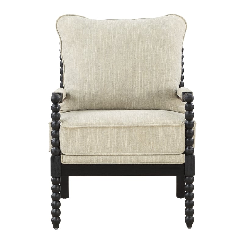 Eliza Spindle Chair in Linen Beige Fabric