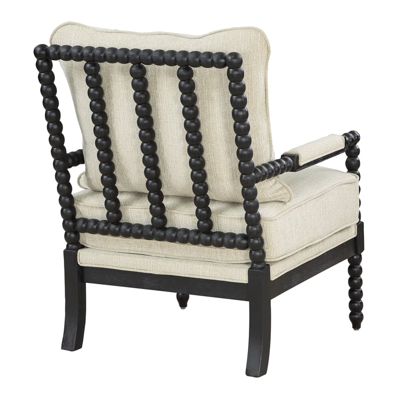 Eliza Spindle Chair in Linen Beige Fabric
