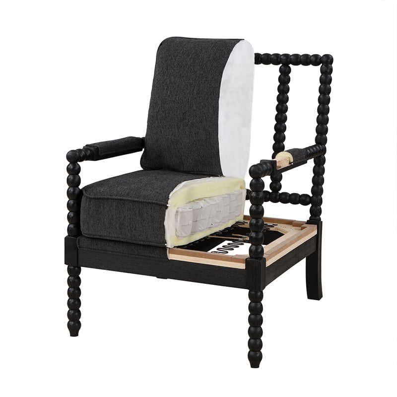 Eliza Spindle Chair in Linen Beige Fabric