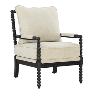 Eliza Spindle Chair in Linen Beige Fabric