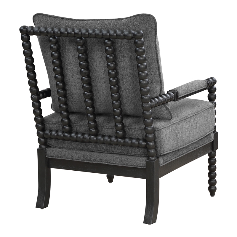 OSP Home Furnishings Eliza Spindle Chair in Charcoal Fabric