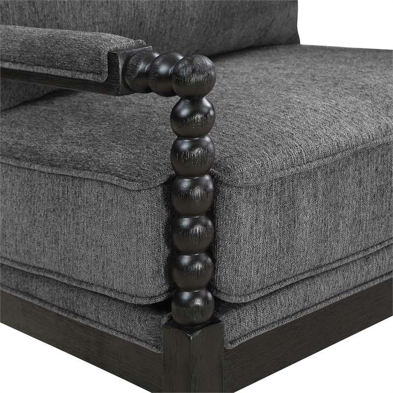 OSP Home Furnishings Eliza Spindle Chair in Charcoal Fabric