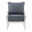 Kaylee Spindle Chair in Indigo Fabric with Antique White Frame