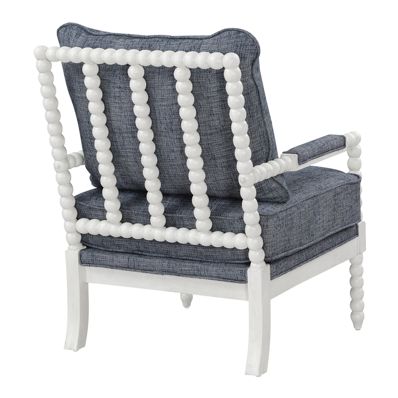 Kaylee Spindle Chair in Indigo Fabric with Antique White Frame