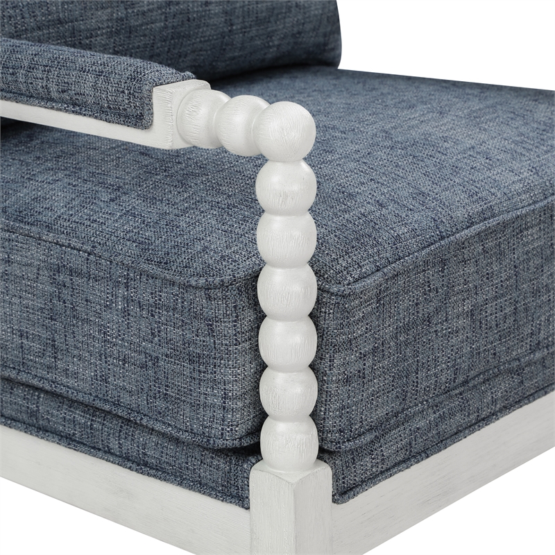 Kaylee Spindle Chair in Indigo Fabric with Antique White Frame