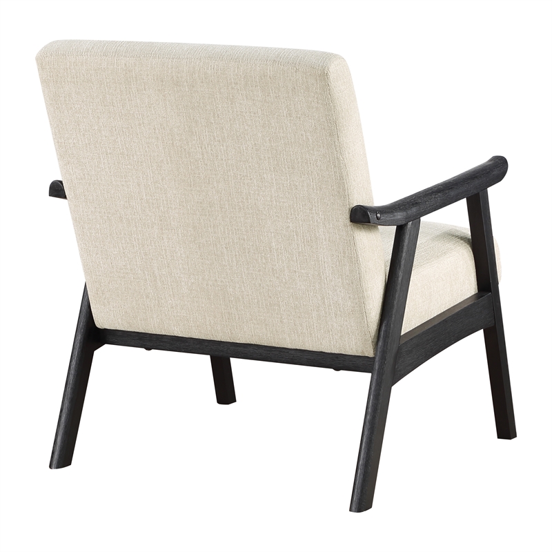 Weldon Armchair in Linen White Fabric with Black Finished Frame