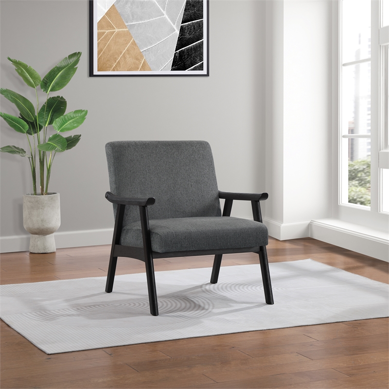 Weldon Armchair in Charcoal Fabric with Black Finished Frame