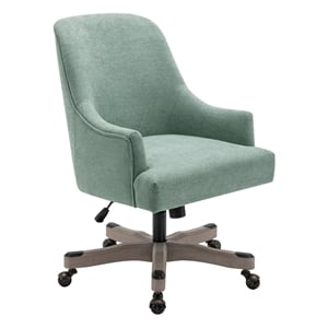 Bradwell Office Chair in Mint Fabric -Rustic Wood Base-Semi Asm