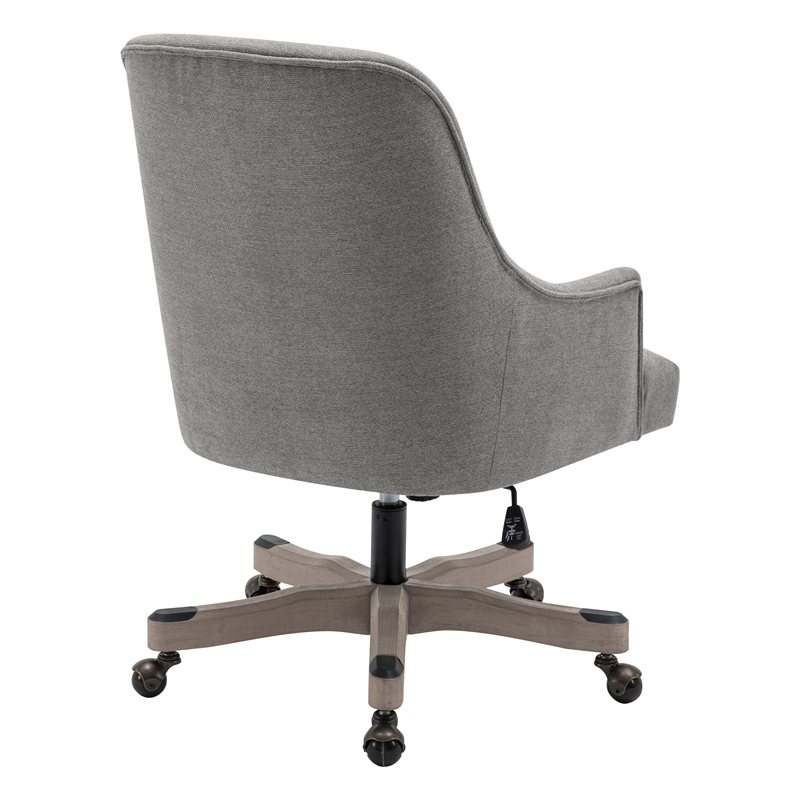 Bradwell Office Chair-Fog Brown Fabric -Rustic Wood Base-Semi Asm