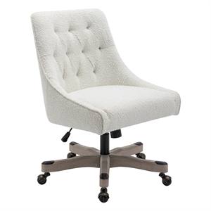 tindal office chair boucle fabric rustic wood base