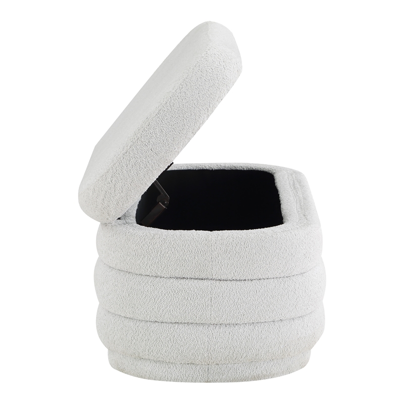 Clifford Storage Bench-Off White Fabric Parchment Sherpa