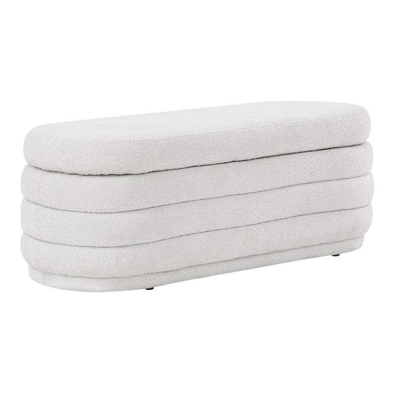 Clifford Storage Bench-Off White Fabric Parchment Sherpa
