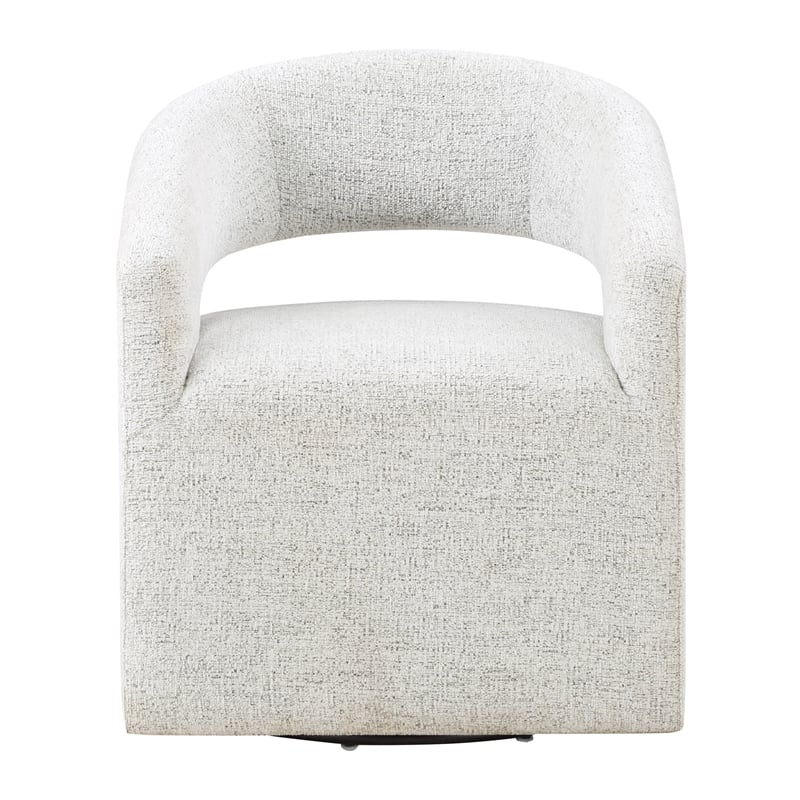 Devin Swivel Chair in White Speckle Fabric