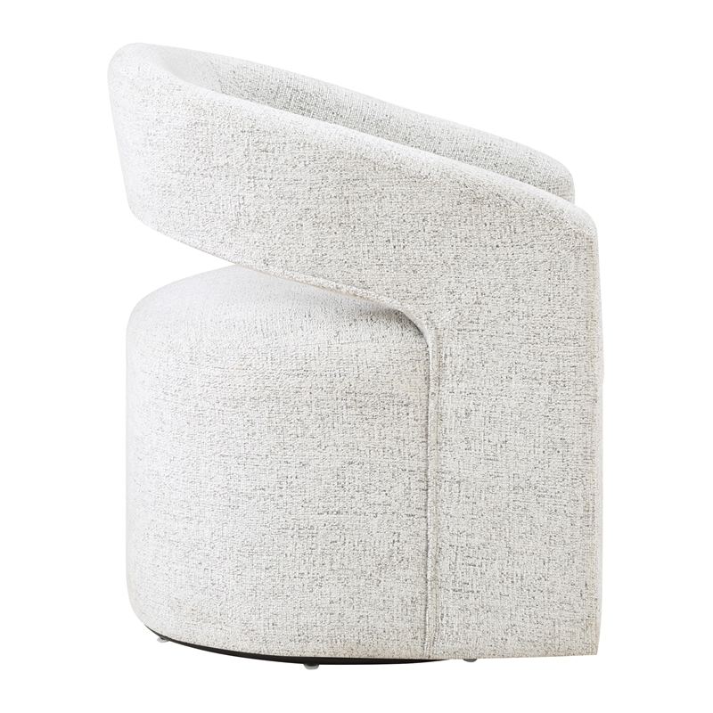 Devin Swivel Chair in White Speckle Fabric
