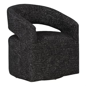 Devin Swivel Chair in Midnight Black Fabric