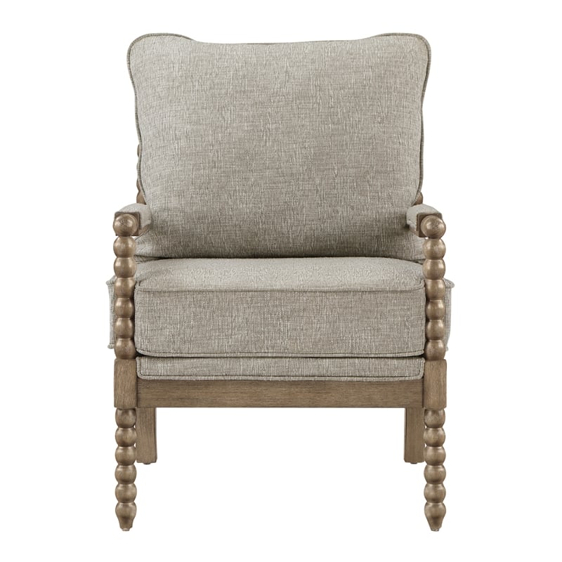 Fletcher Spindle Chair in Fog Brown Fabric with Rustic Brown Finish