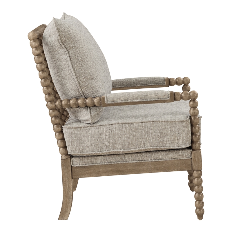 Fletcher Spindle Chair in Fog Brown Fabric with Rustic Brown Finish