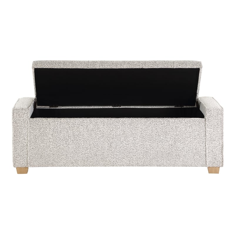 Bethwin Storage Bench with Salt & Pepper Gray Boucle Fabric