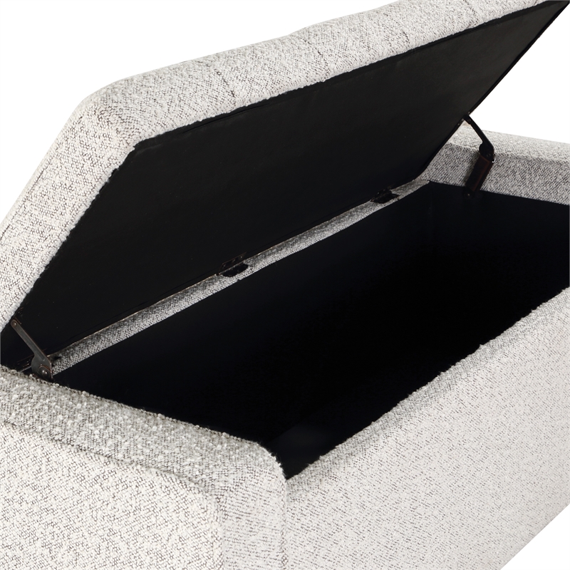Bethwin Storage Bench with Salt & Pepper Gray Boucle Fabric